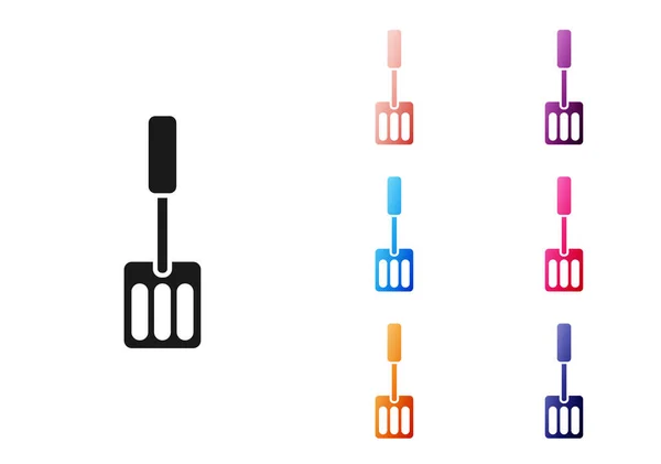 Schwarzes Spatelsymbol Isoliert Auf Weißem Hintergrund Küchenspachtel Symbol Grillspachtel Schild — Stockvektor