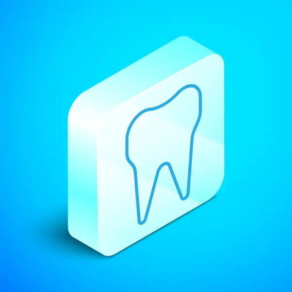 Linha Isométrica Ícone Dente Isolado Fundo Azul Símbolo Dente Para —  Vetores de Stock