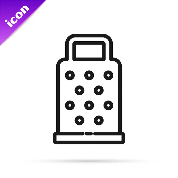 Black Line Grater Icon Isolated White Background Kitchen Symbol Cooking — Stock Vector