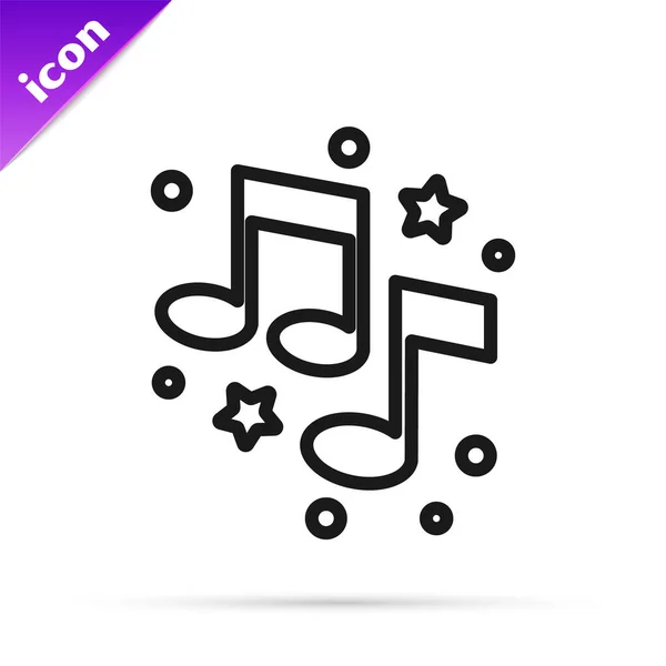 Black Line Music Note Tone Icon Isolated White Background Vector — Stock Vector