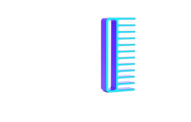 Turkuaz saç fırçası simgesi beyaz arkaplanda izole edildi. Taraklı saç işareti. Berber sembolü. Minimalizm kavramı. 3d illüstrasyon 3B canlandırma.