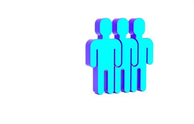 Turkuaz Kullanıcılar grubu simgesi beyaz arkaplanda izole edildi. Bir grup insan ikonu. İş simgesi - kullanıcı profili simgesi. Minimalizm kavramı. 3d illüstrasyon 3B canlandırma.