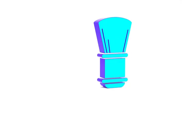 ターコイズ白の背景に孤立したシェービングブラシアイコン バーバーショップのシンボル 最小限の概念 3Dイラスト3Dレンダリング — ストック写真