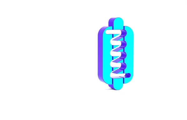 Turkusowa Kanapka Hot Dogiem Ikoną Musztardy Białym Tle Ikona Kiełbaski — Zdjęcie stockowe