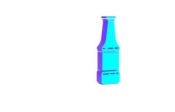 Бірюзова Піктограма Пляшки Пива Ізольована Білому Тлі Концепція Мінімалізму Ілюстрація — стокове фото