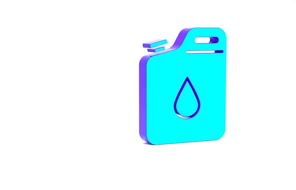 Turquoise Canister Gasoline Icon Isolated White Background Diesel Gas Icon — Stock Photo, Image