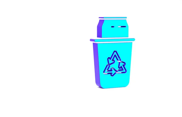 Turquoise Ανακυκλώστε Κάδο Σύμβολο Ανακύκλωσης Και Μπορεί Εικονίδιο Απομονώνονται Λευκό — Φωτογραφία Αρχείου