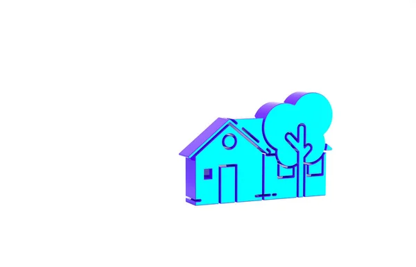 Turquoise Eco Friendly House Icon Isolated White Background Eco House — Stock Photo, Image