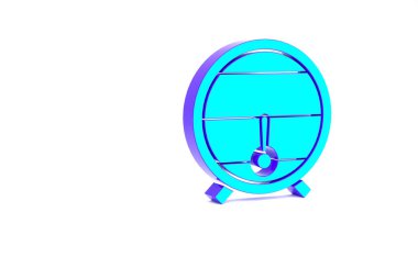 Turkuaz ahşap fıçı askıda ve beyaz arka planda durdurma simgesi var. Minimalizm kavramı. 3d illüstrasyon 3B canlandırma.