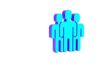 Turkuaz Kullanıcılar grubu simgesi beyaz arkaplanda izole edildi. Bir grup insan ikonu. İş simgesi kullanıcı profili simgesi simgesi. Minimalizm kavramı. 3d illüstrasyon 3B canlandırma.