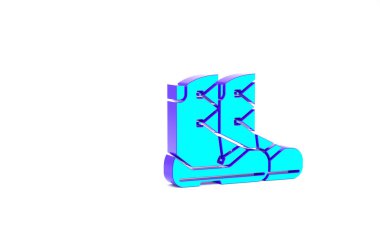 Turkuaz Boots simgesi beyaz arkaplanda izole edildi. Minimalizm kavramı. 3d illüstrasyon 3B canlandırma.