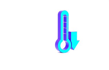 Turkuaz termometre simgesi beyaz arkaplanda izole edildi. Minimalizm kavramı. 3d illüstrasyon 3B canlandırma.