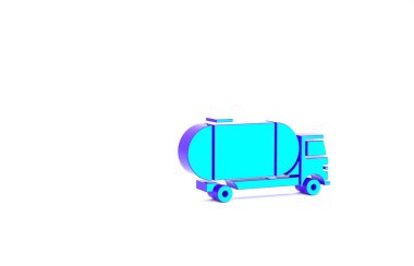 Turkuaz Tanker ikonu beyaz arka planda izole edildi. Petrol tankeri, petrol kamyonu, sarnıç, petrol karavanı. Minimalizm kavramı. 3d illüstrasyon 3B canlandırma.