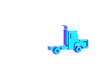 Turkuaz kargo kamyonu ikonu beyaz arka planda izole edildi. Minimalizm kavramı. 3d illüstrasyon 3B canlandırma.