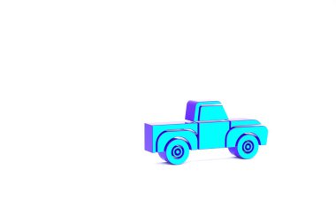 Turkuaz kamyonet ikonu beyaz arka planda izole edildi. Minimalizm kavramı. 3d illüstrasyon 3B canlandırma.