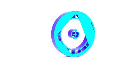 Turkuaz Kumarhane rulet tekerleği simgesi beyaz arka planda izole edilmiş. Minimalizm kavramı. 3d illüstrasyon 3B canlandırma.