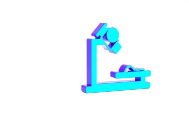 Turkuaz mikroskop simgesi beyaz arkaplanda izole edildi. Kimya, ilaç aleti, mikrobiyoloji büyütme aracı. Minimalizm kavramı. 3d illüstrasyon 3B canlandırma.