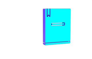 Turkuaz Not Defteri simgesi beyaz arkaplanda izole edildi. Spiral not defteri simgesi. Okul defteri. Yazı tahtası. Okul günlüğü. Minimalizm kavramı. 3d illüstrasyon 3B canlandırma.