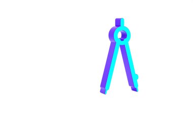 Turkuaz Çizim pusula simgesi beyaz arkaplanda izole edildi. Pusula işareti. Çizim ve eğitim araçları. Geometrik alet. Minimalizm kavramı. 3d illüstrasyon 3B canlandırma.