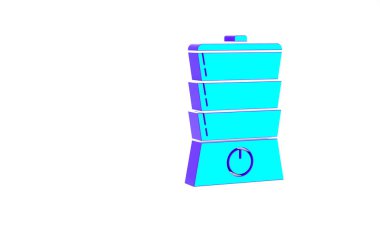 Turkuaz çifte kazan simgesi beyaz arkaplanda izole edildi. Minimalizm kavramı. 3d illüstrasyon 3B canlandırma.