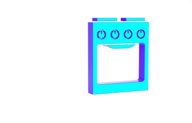 Turkuaz fırın simgesi beyaz arkaplanda izole edildi. Fırın tabelası. Minimalizm kavramı. 3d illüstrasyon 3B canlandırma.