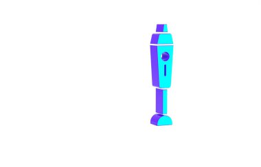 Turkuaz karıştırıcı simgesi beyaz arkaplanda izole edildi. Mutfak elektrikli kırıcı ve kase. Meyve suyu, kokteyl ya da meyve suyu. Minimalizm kavramı. 3d illüstrasyon 3B canlandırma.