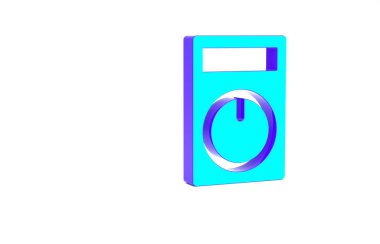 Turkuaz Akıllı ev simgesi beyaz arkaplanda izole edildi. Uzaktan kumanda. Minimalizm kavramı. 3d illüstrasyon 3B canlandırma.