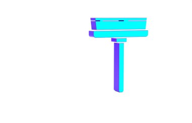 Beyaz arkaplanda izole edilmiş pencere simgesi için kauçuk temizleme servisiyle turkuaz temizleme hizmeti. Silecek, kazıyıcı, silecek. Minimalizm kavramı. 3d illüstrasyon 3B canlandırma.