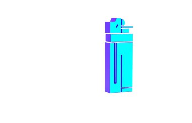 Turkuaz Aydınlık simgesi beyaz arkaplanda izole edildi. Minimalizm kavramı. 3d illüstrasyon 3B canlandırma.