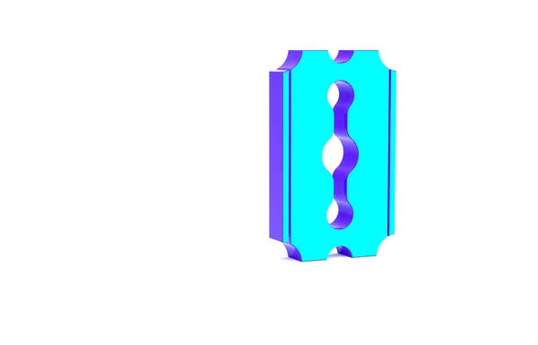 Иконка Бирюзового Лезвия Бритвы Изолированы Белом Фоне Концепция Минимализма Рендеринг — стоковое фото