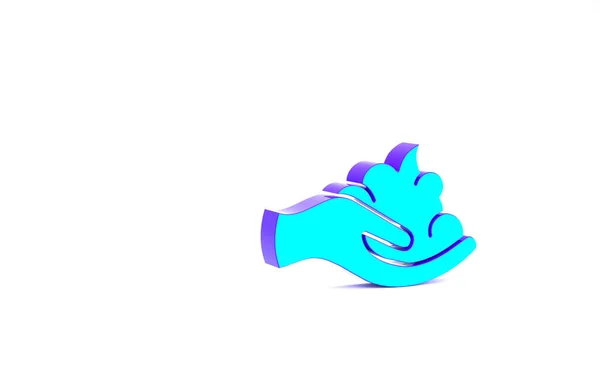 Turquoise Shaving Gel Foam Hand Icon Isolated White Background Shaving — Stock Photo, Image