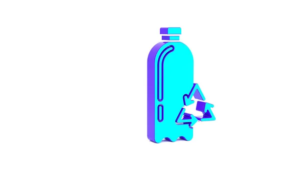 Turchese Riciclaggio Icona Bottiglia Plastica Isolata Sfondo Bianco Concetto Minimalista — Foto Stock