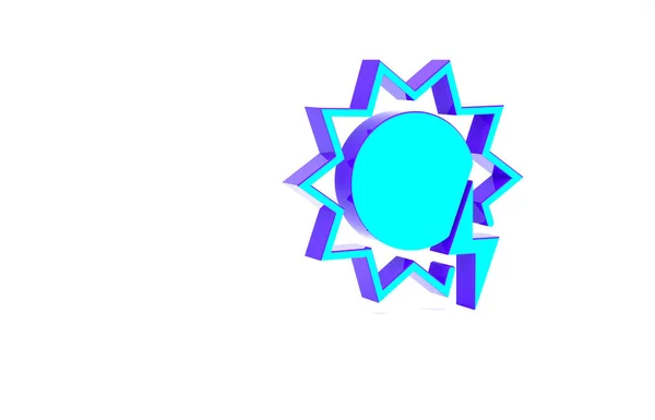 ターコイズ白色の背景に隔離された太陽エネルギーパネルアイコン 雷のシンボルと太陽 最小限の概念 3Dイラスト3Dレンダリング — ストック写真