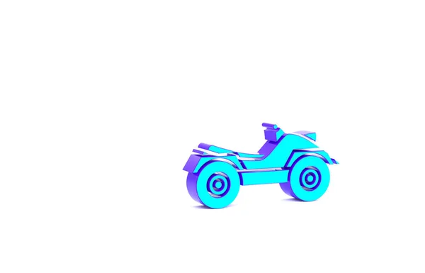 Turquoise All Terrain Vehicle Lub Ikona Motocykla Atv Izolowane Białym — Zdjęcie stockowe