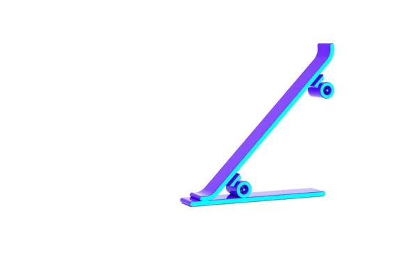 Turquoise Skateboard Icon Isolated White Background Extreme Sport Sport Equipment — Stock Photo, Image