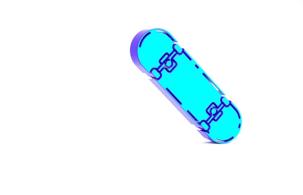 Turquoise Skateboard Trick Icon Isolated White Background Extreme Sport Sport — Stock Photo, Image