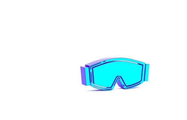 Turquoise Ski Goggles Icon Isolated White Background Extreme Sport Sport — Stock Photo, Image