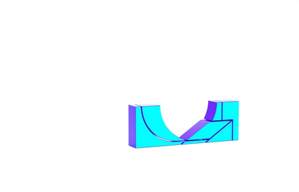ターコイズスケートパークのアイコンは 白い背景に隔離されています ランプ ローラー スケートパークの階段のセット 極端なスポーツだ 最小限の概念 3Dイラスト3Dレンダリング — ストック写真