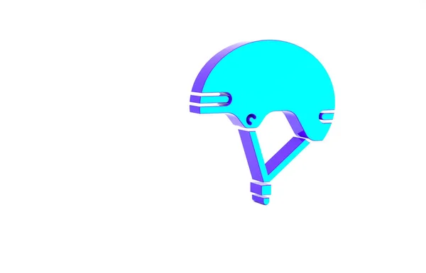 Turquoise Helmet Icon Isolated White Background Extreme Sport Sport Equipment — Stock Photo, Image