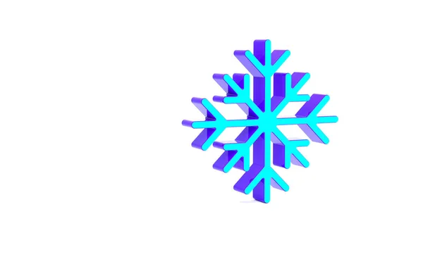 Turkoois Sneeuwvlok Pictogram Geïsoleerd Witte Achtergrond Minimalisme Concept Illustratie Renderen — Stockfoto