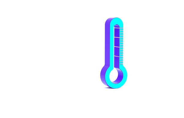 Значок Бирюзового Термометра Выделен Белом Фоне Концепция Минимализма Рендеринг — стоковое фото