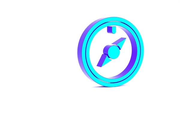 Turquoise Wind Rose Icon Isolated White Background Compass Icon Travel — Stock Photo, Image