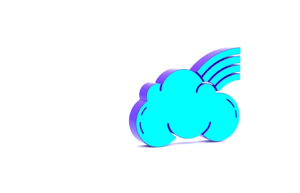 Türkis Regenbogen Mit Wolken Symbol Isoliert Auf Weißem Hintergrund Minimalismus — Stockfoto