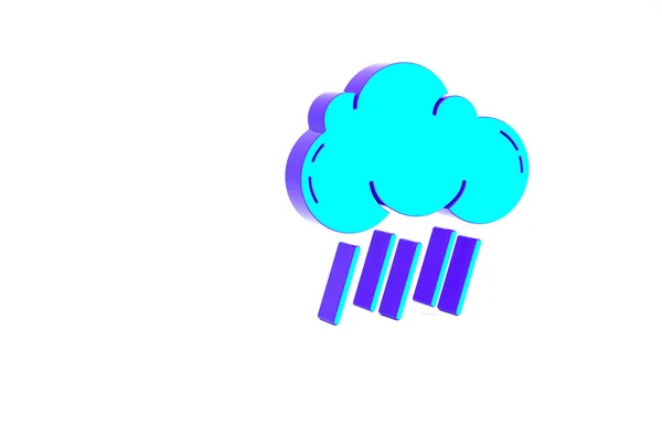 Turquoise Cloud Rain Icon Isolated White Background Rain Cloud Precipitation — Stock Photo, Image