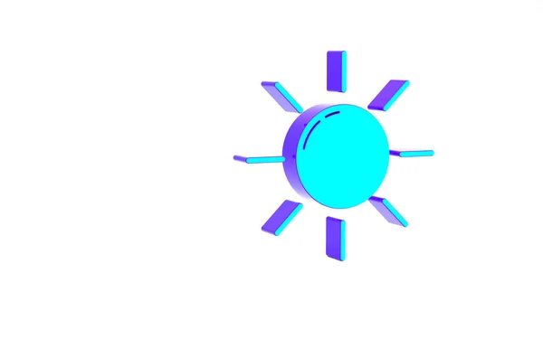 Türkisfarbenes Sonnensymbol Isoliert Auf Weißem Hintergrund Minimalismus Konzept Illustration Renderer — Stockfoto
