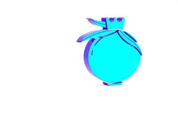 Turquoise Pomegranate Icon Isolated White Background 미니멀리즘의 개념입니다 렌더링 — 스톡 사진