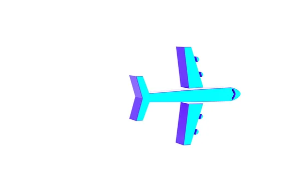 Türkises Flugzeug Symbol Isoliert Auf Weißem Hintergrund Fliegende Flugzeug Ikone — Stockfoto