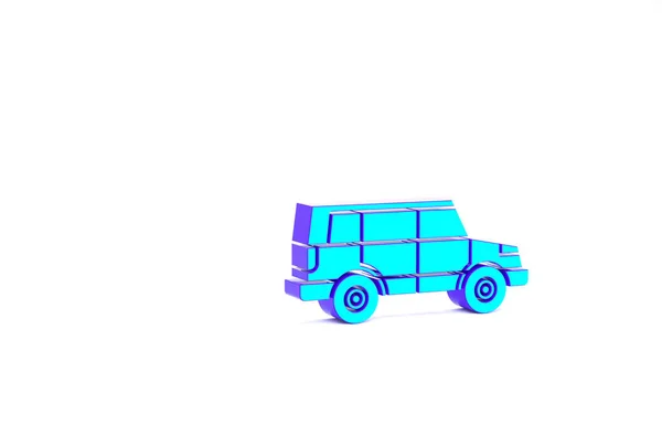 Türkisfarbenes Geländewagen Symbol Auf Weißem Hintergrund Jeep Schild Minimalismus Konzept — Stockfoto