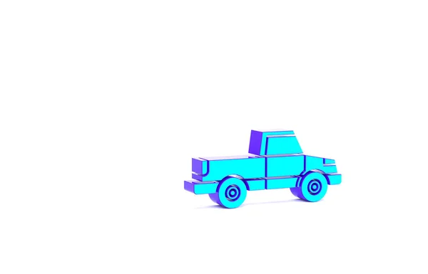 Turquoise Pickup Truck Icon Isolated White Background Minimalism Concept Illustration — Stock Photo, Image