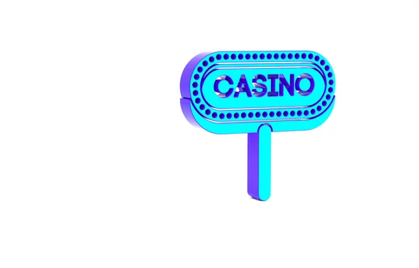 Icône Signalisation Turquoise Casino Isolée Sur Fond Blanc Concept Minimalisme — Photo